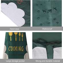 4 Pcs Kitchen Apron With Hand Wipe Pockets,Big Pocket,Hand-Wiping, Waterproof For Cooking Baking,Chef's Apron For Cooking And Baking, Resistant To Kitchen Stains And Grease(White/Black/Forest Green/Brown) - Đen/Trắng/Xanh đậm/Nâu - Xem 5