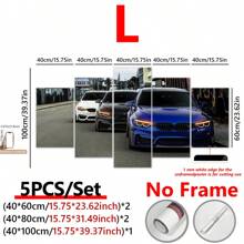 5 peças/conjunto de pôster em tela com moldura de madeira, arte moderna, pôster em tela de três carros de luxo, presente ideal para quarto, sala de estar, corredor, arte de parede, decoração de parede, decoração de inverno, decoração de parede, pôsteres de decoração de quarto, arte de parede, coisas de decoração de quarto (emolduradas)