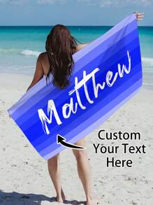 1pc Customized Ombre Color Multi-Color Graphic Microfiber Beach Towel, Fashionable Pool/Beach/Travel Blanket For Vacation, Leisure, Multi-Functional, Anti-Mold, Ornamental, Reusable, Exquisite, Stylish, High-Quality, Adorable, Modern, Colorful, Soft, Comfortable, Custom, Unique, Personalized, Ideal Gifts For Him, Ideal Gifts For Her, Her, Boyfriend, Girlfriend, Dad, Mom, Family, Friends, Son, Daughter, Kids, Kitchen, Dining Room, Bedroom, Office, Living Room, Home, Garden, Tea Room Summer Holiday Bathroom Decor Beach Essentials,Vacay Vibes - Multicolor - View 52