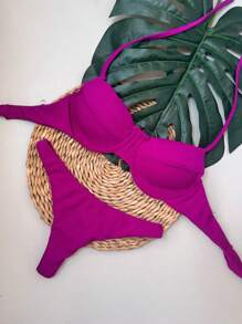 Women Bikini Sets - Fuchsia - View 1
