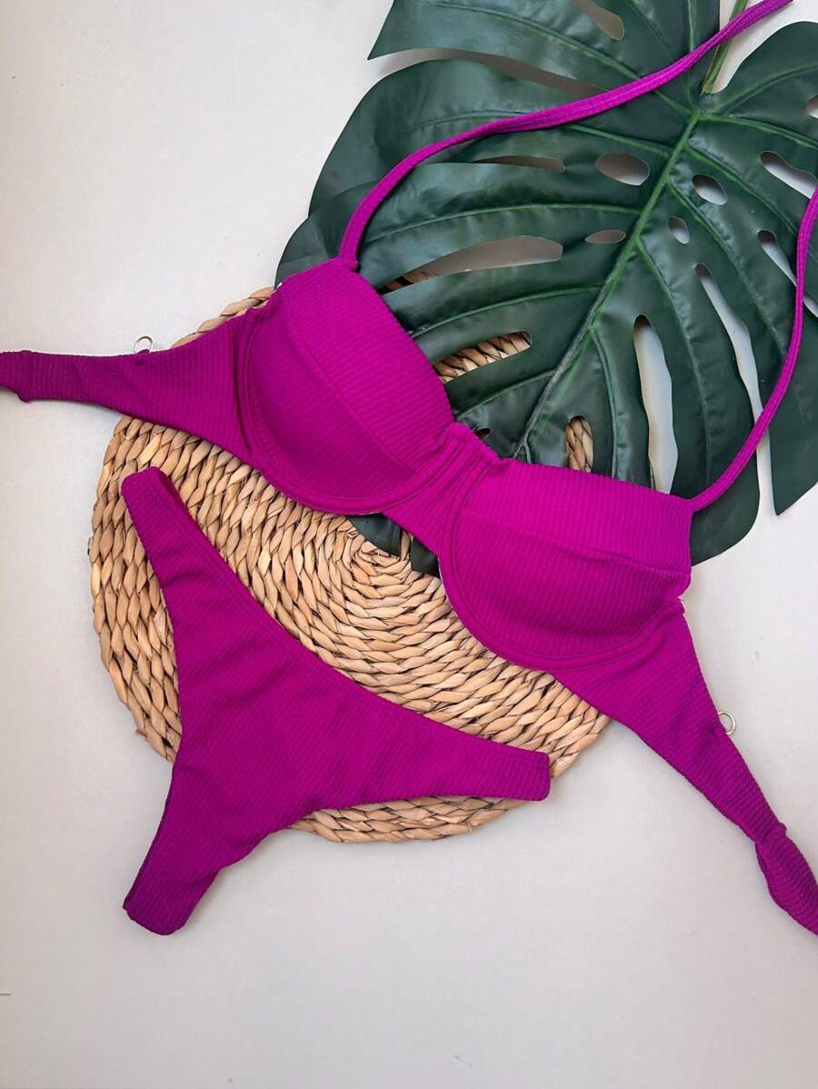 Women Bikini Sets - Fuchsia - View 1