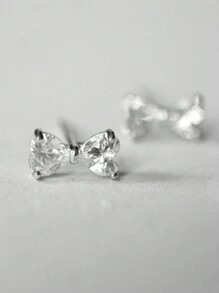 1 Pair S925 Sterling Silver Cubic Zirconia Bowknot Stud Earrings, Versatile Jewelry Accessories, Gifts For Girlfriends & Best Friends