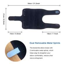 Elbow Brace, Elbow Splint, Elbow Immobilizer, Nighttime Elbow Sleep Support, Comfortable Elbow Splint, Adjustable Stabilizer With 2 Removable Metal Splints For Cubital Tunnel Syndrome, Tendonitis, Ulnar Nerve - màu đen - Xem 2