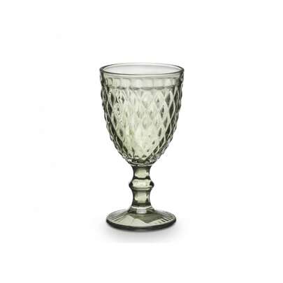 STARLEY-Set 6 Copa cristal verde 330ml Mileto,  diseño vintage en relieve, copas de vidrio transparente para fiestas, bodas