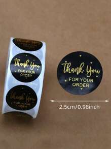kumozawa 500 pièces/rouleau Autocollant noir et rose "Merci pour votre commande" de 1 pouce. Étiquette d'emballage pour petite entreprise