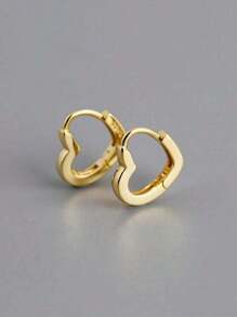 1 对儿童金色心形扣小巧时尚耳环，时尚流行的金色心形耳环，适合女孩日常和节日使用 - 彩色 - 查看 8