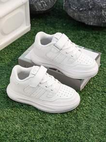 Zapatos versátiles con para niños, zapatos deportivos para niños y niñas, tenis casuales blancos de suela baja ligeros y cómodos, nuevos zapatos para correr para niñas, zapatos casuales de piel sintética para niños, zapatos planos, zapatos de skate, adecuados para actividades interiores/exteriores, días escolares, caminata diaria y correr