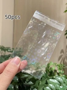 50/100 件透明激光全息闪光卡片保护套、变色照片卡套、具有激光全息闪光效果的心形和星形相册卡片保护套、彩色激光星形偶像照片卡保护套，用于照片卡保护、相册插页、小卡片和平口袋保护、学校用品、返校 - 彩色 - 查看 13