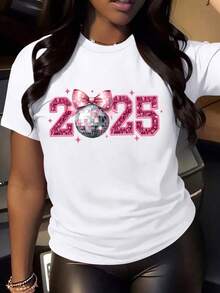 Women's Casual Short Sleeve Round Neck T-Shirt - White - View 1