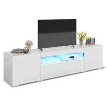 Dextrus Large LED TV Stand For 75 Inch TVs White High Glossy Media Center With 2 Cabinets And 1 Drawer For Living Room, 70" - trắng - Xem 6
