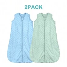 2Pcs Mosebears Baby Sleeping Bag 1.5 Tog All Year Round 2Pack Baby Sleeping Bag With Soybean Fiber Cotton Sleeping Sack Autumn Winter Sleeping Blanket Love Valentine - Light Blue & Green - View 3