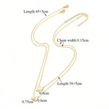 2Pcs/Set Simple Classic Bubble Initial Heart Gold Color Stainless Steel Chain Layered Necklaces For Women