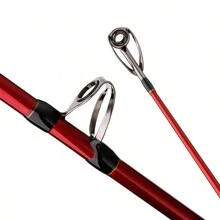 Caña de pescar portátil de 1.8M, 2.1M, 2.4M, de 3 piezas, de carbono, para pesca de mar, superficie, barco, jigging y trolling, de 30-50 lb - Rojo - Ver 3