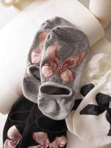 3 Pairs Ladies Bow Detail Simple Casual Boat Socks, No Show Socks, For Everyday Wear - Multicolor - View 4