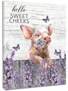 Flower Wall Art Pink Butterfly Grey Leaf Canvas Wall Art For Bedroom Fantasy Floral Painting Wood Framed Prints Wall Decor For Living Room Bathroom,12x16inches(Framed Wrapped Canvas) - 紫色 - 查看 1