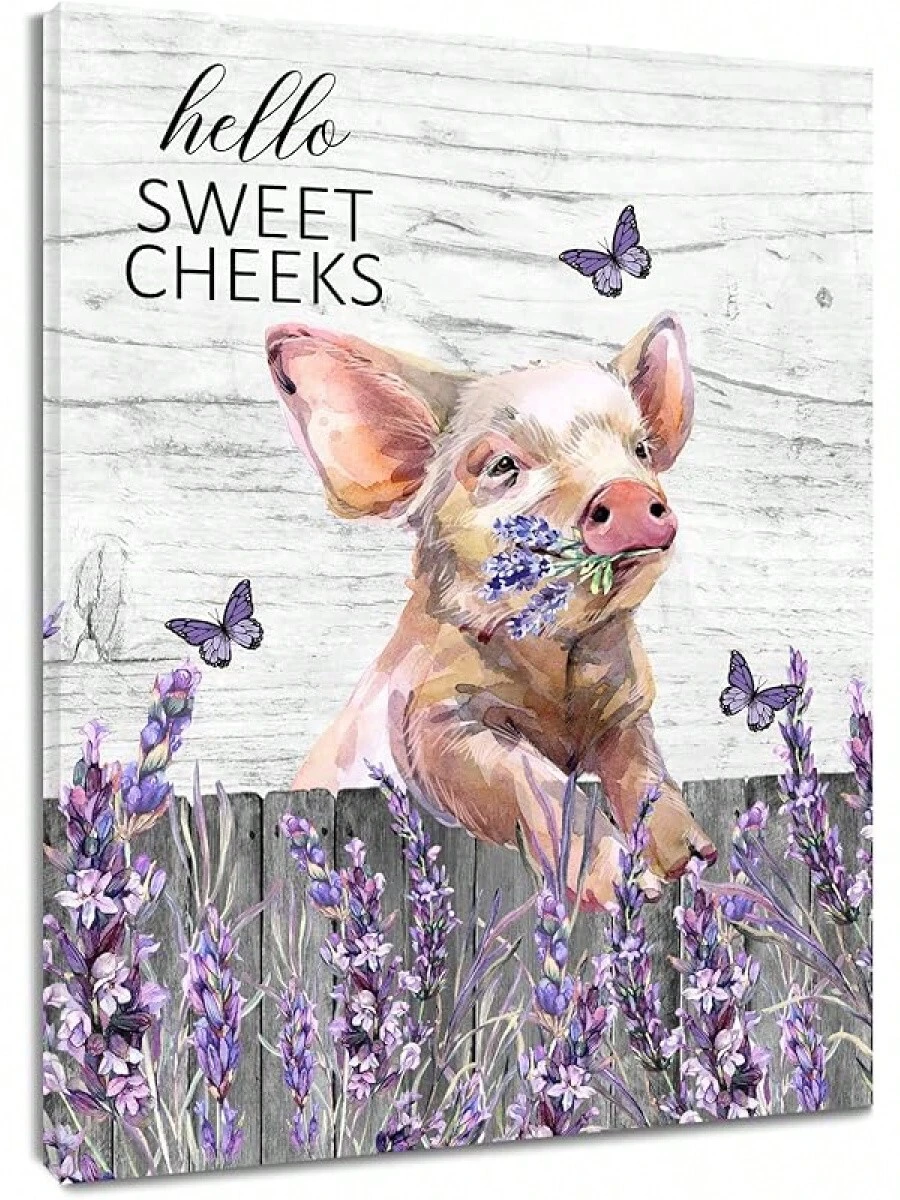 Flower Wall Art Pink Butterfly Grey Leaf Canvas Wall Art For Bedroom Fantasy Floral Painting Wood Framed Prints Wall Decor For Living Room Bathroom,12x16inches(Framed Wrapped Canvas) - 紫色 - 查看 1