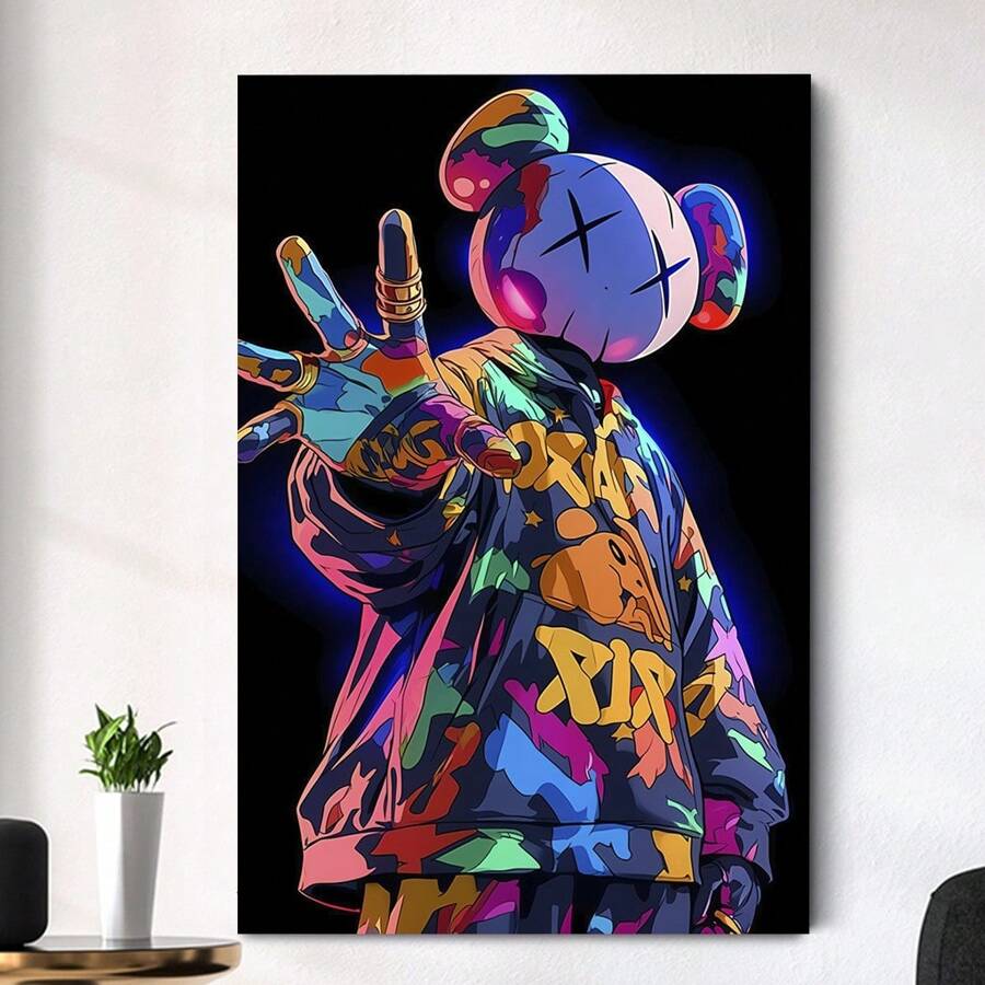 KAW Modern Graffiti Style Street Culture Canvas, Personalized Hip Hop Wall Art, Suitable For Bedroom, Kitchen, Dining Room, Living Room, Office, And Other Home Wall Decorations