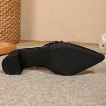 Sandali con punta affusolata, tacco alto e spesso, per donna di taglia grande, con decorazione fiocco, chiusi, adatti per vestiti, estivi e alla moda - nero - Visualizzare 7