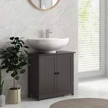 HOMCOM Under Sink Bathroom Cabinet With 2 Doors And Shelf, Pedestal Sink Bathroom Vanity Furniture, Coffee - Coffee Brown - View 1