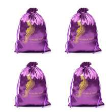 Wig Storage Bag - Satin Bag For Packaging, Hair Extensions, Hairstyling, Wigs Soft Chiffon Bag With Drawstring For Hair Tools - Purple - View 7