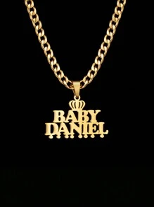 1pc Customized Stainless Steel Necklace With Personalized Pendant, Suitable For Teenagers, Kids, Friends, Couples, Ideal Gift For Anniversaries, Mother's Day, Birthdays, Graduations, Daily Wear, Weddings, Parties, Father's Day Gatherings,Letter,Engraved,Ornamental,Exquisite,Stylish,Modern,Custom,Personalised,Unique,Customized,Baby Gifts,Ideal Gifts For Him,Ideal Gifts For Her,Son,Daughter
