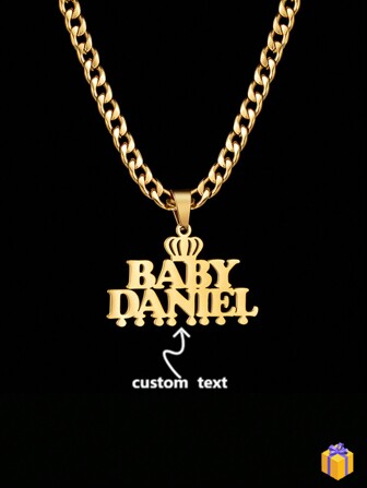 1pc Customized Stainless Steel Necklace With Personalized Pendant, Suitable For Teenagers, Kids, Friends, Couples, Ideal Gift For Anniversaries, Mother's Day, Birthdays, Graduations, Daily Wear, Weddings, Parties, Father's Day Gatherings,Letter,Engraved,Ornamental,Exquisite,Stylish,Modern,Custom,Personalised,Unique,Customized,Baby Gifts,Ideal Gifts For Him,Ideal Gifts For Her,Son,Daughter