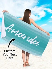 1pc Customized Ombre Color Multi-Color Graphic Microfiber Beach Towel, Fashionable Pool/Beach/Travel Blanket For Vacation, Leisure, Multi-Functional, Anti-Mold, Ornamental, Reusable, Exquisite, Stylish, High-Quality, Adorable, Modern, Colorful, Soft, Comfortable, Custom, Unique, Personalized, Ideal Gifts For Him, Ideal Gifts For Her, Her, Boyfriend, Girlfriend, Dad, Mom, Family, Friends, Son, Daughter, Kids, Kitchen, Dining Room, Bedroom, Office, Living Room, Home, Garden, Tea Room Summer Holiday Bathroom Decor Beach Essentials,Vacay Vibes - Multicolor - View 59