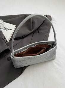 Fashionable Simple Versatile Underarm Bag, Small Square Bag, Suitable For Commuting, Shoulder & Crossbody Bag - Silver - View 8