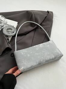 Fashionable Simple Versatile Underarm Bag, Small Square Bag, Suitable For Commuting, Shoulder & Crossbody Bag - Silver - View 10