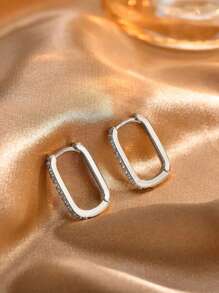 1 Pair 925 Sterling Silver Simple Geometry Earrings For Women Anniversary Gift Original Designed Glamorous Retro Party Fine Jewelry