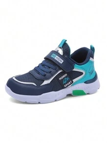 Boys Running Shoes - Casual Sports Sneakers, Hook&Loop Closure, Breathable Mesh Upper, EVA Sole, Stripe Pattern, Low-Top Design, Suitable For Daily Wear, Running And Leisure Activities - Spring/Autumn/All Season Series