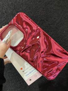 Ốp lưng điện thoại silicon mềm dẻo, màu hồng bóng 3D, họa tiết lượn sóng, tương thích với iPhone 17 Pro Max, 17, 16, 15, 13, 14, 12, 11 Pro Max Plus, ốp lưng điện thoại cao cấp, bóng bẩy, chống sốc. - Màu Hồng Tươi - Xem 2