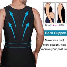 Slimming Mens Firm Tummy Control Shapewear Vest Belly Gynecomastia Boobs Abdomen Compression Shirts Tank Top Underwear Waist Trainer Body Shaper Undershirts Training Sports Gym Workout Fitness - Black - View 5