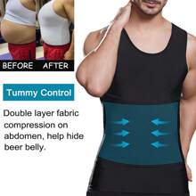 Slimming Mens Firm Tummy Control Shapewear Vest Belly Gynecomastia Boobs Abdomen Compression Shirts Tank Top Underwear Waist Trainer Body Shaper Undershirts Training Sports Gym Workout Fitness - Black - View 3