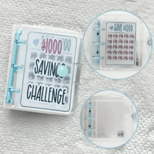 1 件创意 1,000 美元储蓄挑战活页夹，带信封，耐用亮面 PVC，圣诞礼物省钱挑战短钱包 - 彩色 - 查看 4