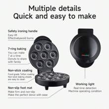 Pembuat Donat Mini, Cocok untuk Sarapan, Camilan, Makanan Penutup, Lapisan Anti Lengket, Dapat Membuat 7 Donat Sekaligus, Mesin Donat untuk Penggunaan di Dapur dan Rumah - Steker Tipe AS A (110-127V) - View 7
