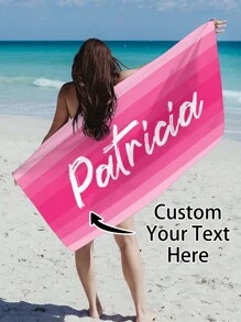 1pc Customized Ombre Color Multi-Color Graphic Microfiber Beach Towel, Fashionable Pool/Beach/Travel Blanket For Vacation, Leisure, Multi-Functional, Anti-Mold, Ornamental, Reusable, Exquisite, Stylish, High-Quality, Adorable, Modern, Colorful, Soft, Comfortable, Custom, Unique, Personalized, Ideal Gifts For Him, Ideal Gifts For Her, Her, Boyfriend, Girlfriend, Dad, Mom, Family, Friends, Son, Daughter, Kids, Kitchen, Dining Room, Bedroom, Office, Living Room, Home, Garden, Tea Room Summer Holiday Bathroom Decor Beach Essentials,Vacay Vibes - Multicolor - View 28