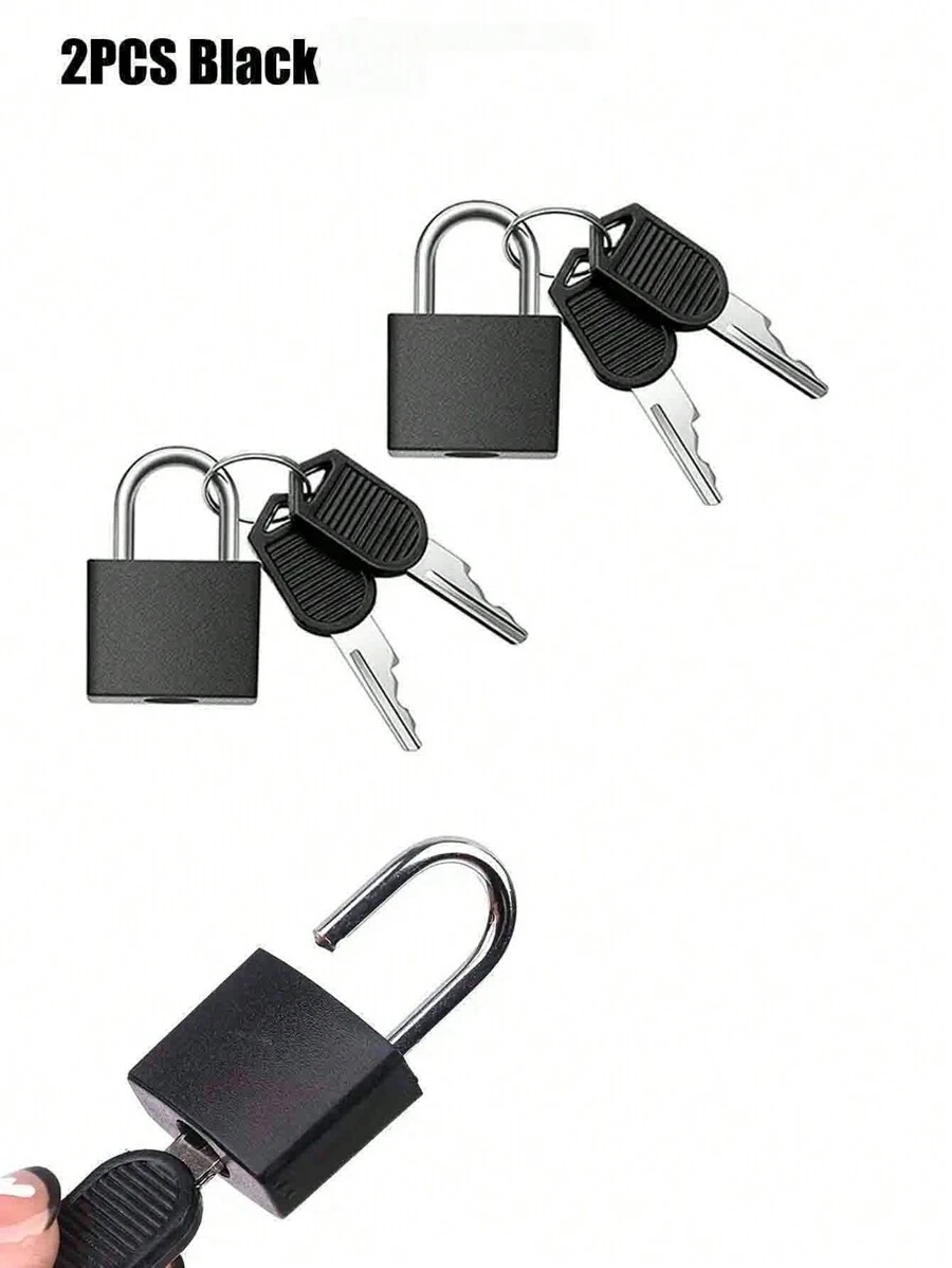 Bộ 2 ổ khóa kim loại kèm chìa khóa, khóa hành lý xách tay, khóa du lịch mini: Thích hợp cho trường học, phòng tập thể dục và du lịch - Khóa kim loại, ổ khóa mini hợp kim kẽm bóng - Bộ khóa chống trộm bền chắc để bảo vệ hành lý, túi xách, cửa ra vào, các loại khóa nhỏ, vali và ba lô. - màu đen - Xem 1