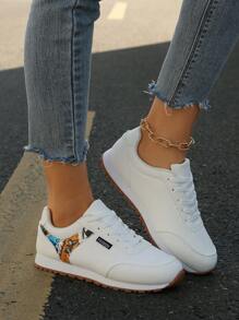 รองเท้าผ้าใบพาด เดินได้ สตรี รองเท้ากีฬาสไตล์คลาสสิก แบนสบาย ใส่ได้ทั้งวัน - สีดำ - ดู 4