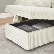 Corduroy Tufted Upholstered Sleeper Sectional Sofa L-Shaped Modular Convertible Sofa With Storage Chaise Pull Out Sleep Couch Bed And Reclining Backrest Perfect For Living Space Beige