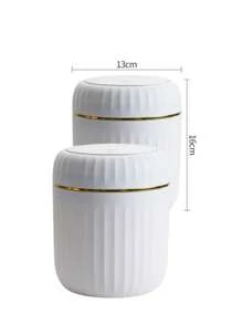 Mini Solid Color Desktop Trash Can With Lid And Button, Suitable As Small Garbage Bin For Home Office Desk