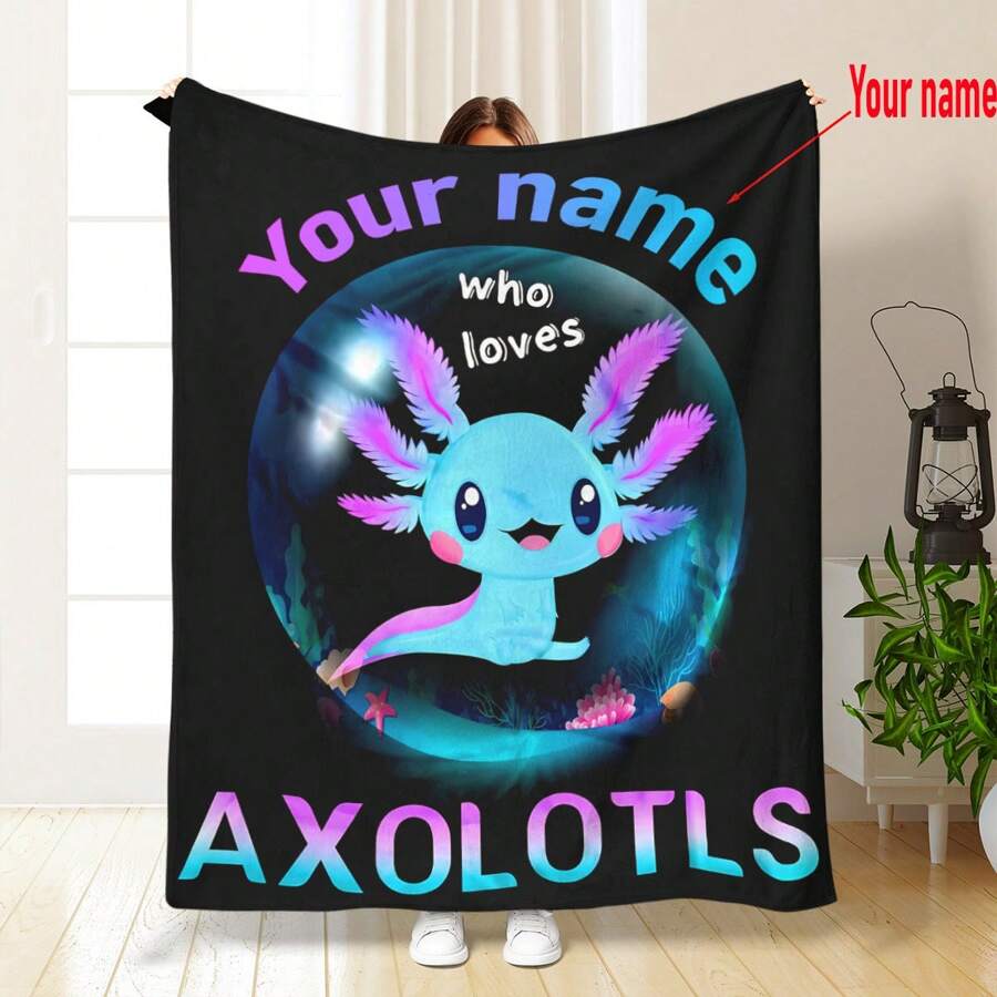 1 chiếc chăn vải nỉ in tên tùy chỉnh, vỏ bọc ghế sofa bằng lông cừu, thảm cắm trại, chăn vuông bằng sợi polyester và polyurethane, quà tặng thích hợp cho bố, mẹ, con trai, con gái, người yêu cho lễ Halloween, Giáng sinh, tiệc ngày lễ tình nhân - Nhiều màu - Xem 1