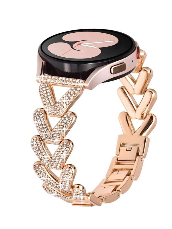 Bracelet de montre en acier inoxydable scintillant avec cristaux strass, compatible avec Galaxy Watch 7 FE 6 5 4 40 mm 44 mm / Galaxy Watch 5 Pro 45 44 mm / Galaxy Watch6 43 mm / Watch4 Classic 46 mm, 20 mm, pour femmes