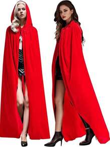 1pc Party Small Red Riding Hood Cloak, Red Fairy Princess Robe Costume, Suitable For Various Festive Occasions & Role Play3. Prom Halloween - Red - View 1