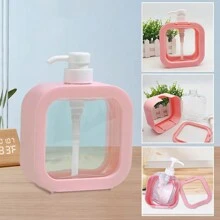 Hộp đựng bình đựng sữa dưỡng thể tạo bọt 500ml có thể nạp lại, hộp đựng bọt ép, hộp đựng chai đựng thời trang, nước rửa tay, dầu gội, sữa tắm, sữa tắm, phụ kiện phòng tắm, tên viết tắt Chenille A-Z, mẫu 26 chữ cái - Hồng - Xem 3