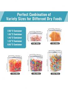 10pcs Organization And Storage,Stackable Candy Jar Storage Container With Lid, Multi-Functional Reusable Food Storage Sealed Box For Flour, Sugar, Dried Fruit And Pasta, Kitchen Organizer And Storage, Kitchen Accessories,Kitchen Decor And Accessories,Gifts For Women,Kitchen Gadgets Local Warehouse - Black and White - View 2