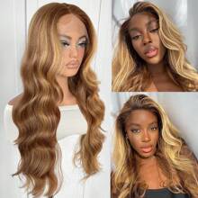 13X4,5X1,5 Glueless Lace Front Perücke, vorgezeichnete synthetische Körperwellen-Perücke zum Aufsetzen und Losgehen, Lace Front Perücke für Frauen