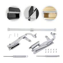 Hinges Up Stay Door Lift Hardware Fitting Pneumatic Arm Door Mount Cabinet Door W/ Adjustable Bracket Pneumatic Arm Hinge
