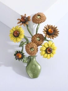 Spille in stile elegante con smalto a tema Van Gogh e girasole, accessori gioiello adatti come regalo per donne, unisex, ufficio, feste, amici, San Valentino, mamma, festa della mamma