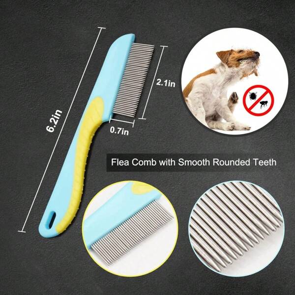 Peine de Agujas De Acero Inoxidable Anti piojos Con Mango De Agarre Para Mascotas